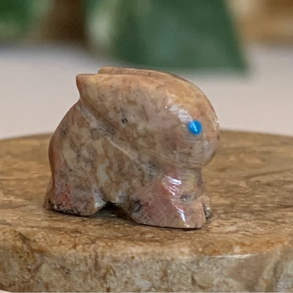 Zuni Style Rabbit Fetish Bead Drilled Stone Native American Mini Animal Bunny .6